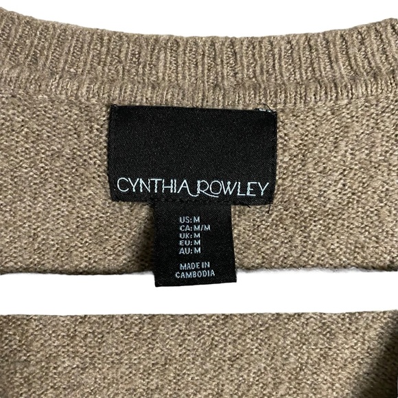 Cynthia Rowley Women's Tan V-Neck Knit Sweater - Picture 4 of 7